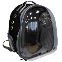 Рюкзак-переноска д/животн.с панор.видом вентил.отверст.28x33x41см иск.кожа черный/Рп033ч/Евро