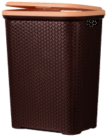 Корзина для белья 55л Плетенка прямоуголная с крышкой шоколадный 16019
