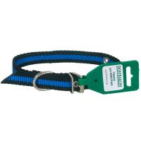 Ошейник капрон 1сл 20мм черный с синей полосой DONBARON
