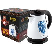 Чайник электр. 1,7л МАТРЕНА диск, стальной белый гжель МА-003/12шт/006749