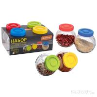 Набор стекл. банок для сыпучих VASO 0,15л*4шт с пластиковыми крышками Набор стекл. банок для сыпучих VASO 0,15л*4шт с пластиковыми крышками