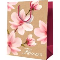 Пакет подарочный 18*23*10см "Цветы" крафт MESHU /Рельеф