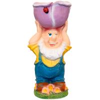 Гном с цветком кашпо пластик 78*33*33см  ПЛ-168 Гном с цветком кашпо пластик 78*33*33см  ПЛ-168