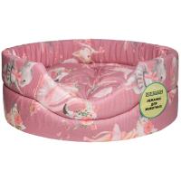 Лежанка овальная стеганая поролон хлопок с подушкой ЗОО МИКС 52*46*20см/DONBARON