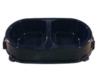 Миска двойная пластик для кошек 0,45л нескользящая черная