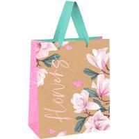 Пакет подарочный 26*32*12см "Flowers" отд. фольгой крафт MESHU/Рельеф Пакет подарочный 26*32*12см "Flowers" отд. фольгой крафт MESHU/Рельеф