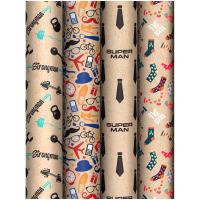 Упаковочная бумага 70*100см "Super Man" 70г/м2 ассорти 4 дизайна MESHU /372635/Рельеф Упаковочная бумага 70*100см "Super Man" 70г/м2 ассорти 4 дизайна MESHU /372635/Рельеф