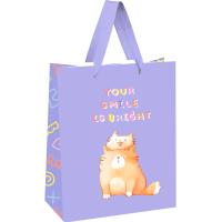 Пакет подарочный 18*23*10см "Your smile is bright" выб. лак,белый крафт MESHU/Рельеф Пакет подарочный 18*23*10см "Your smile is bright" выб. лак,белый крафт MESHU/Рельеф