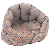 Лежанка Sleep-Шотландка №2 овальная пухлая с подушкой 60*48*43см/94574беж