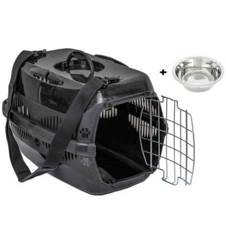 Переноска Спутник №2 ZooM с метал дверцей+наплечный ремень+мис до12кг 33*49*32см чер/чер/4094/ Переноска Спутник №2 ZooM с метал дверцей+наплечный ремень+мис до12кг 33*49*32см чер/чер/4094/