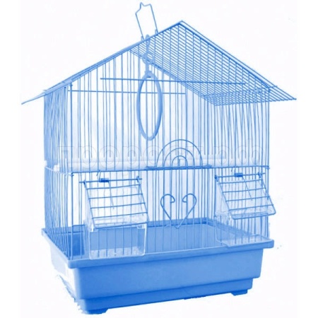 Клетка д/птиц N1 ДКпА405 35*28*46см домик укомпектованная голубая/10шт/Евро