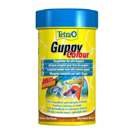 Корм для рыб Tetra Guppy Colour банка 100 мл мини-хлопья для яркости окраса гуппи 