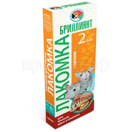 Лакомство д/грыз Палочки Лакомка 2шт с Орехом/95шт/Бриллиант ЧЗ