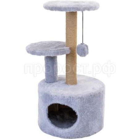 Когтеточка Домик ЧИП круглый с 2-мя полками столбик джут 48*40**65см серый/8346сер/Дарэлл Когтеточка Домик ЧИП круглый с 2-мя полками столбик джут 48*40**65см серый/8346сер/Дарэлл