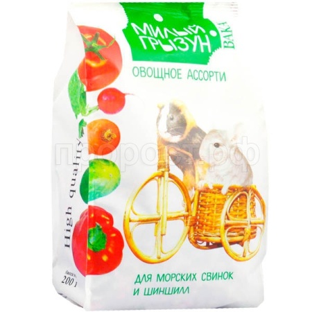 Корм для шиншилл и морских свинок Овощное ассортиВАКА High Quality Милый грызун 200гр