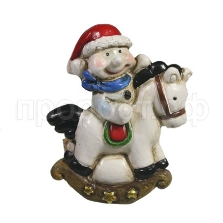 Фигура Магнит Снеговик на лошадке L4W1H4,5 714198