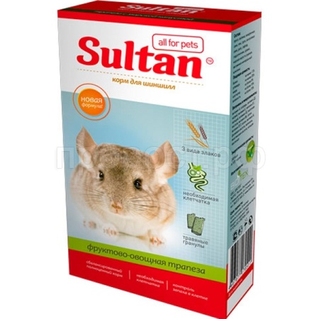 Грызуны Султан для шиншилл Основной рацион (пленка) 400г/18шт/5998 ЧЗ Грызуны Султан для шиншилл Основной рацион (пленка) 400г/18шт/5998 ЧЗ