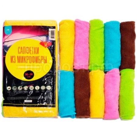 Салфетка универсальные (10шт) 30*30см из микрофибры ТХ-111УЗ200 /40шт/ АкваМаг Салфетка универсальные (10шт) 30*30см из микрофибры ТХ-111УЗ200 /40шт/ АкваМаг