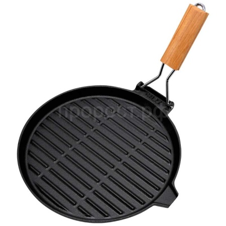 Сковорода-гриль чугунная D27см PADELLA круглая с деревянной ручкой Сковорода-гриль чугунная D27см PADELLA круглая с деревянной ручкой