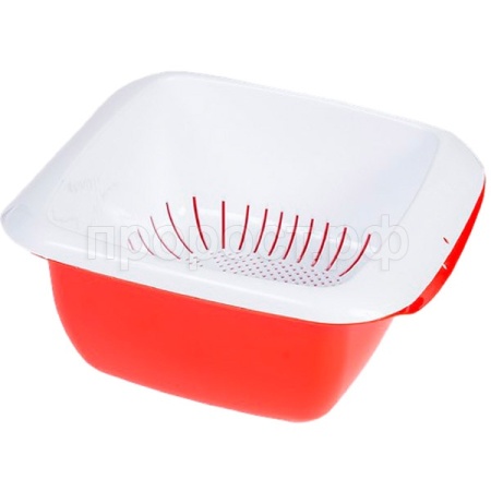 Дуршлаг-миска 3,5л Макси бело-красный А019 /20шт/Арз Дуршлаг-миска 3,5л Макси бело-красный А019 /20шт/Арз