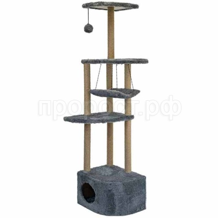 Когтеточка Комплекс Башня угловая с гамаком джут 48*48*h171см дымчатый/8370дым/Дарэлл