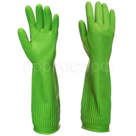 Перчатки хозяйственные латексные опудренные S удлиненный манжет зеленый 87285 /12шт/ Перчатки хозяйственные латексные опудренные S удлиненный манжет зеленый 87285 /12шт/