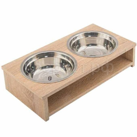 Миска двойная ламинат д/кошек 0,5л Дуб  36*18,5*h10см/87946/Дарэлл Миска двойная ламинат д/кошек 0,5л Дуб  36*18,5*h10см/87946/Дарэлл