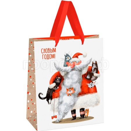 Пакет подарочный 18*23*10см "Father Frost"  крафт MESHU/MS_61634/Рельеф Пакет подарочный 18*23*10см "Father Frost"  крафт MESHU/MS_61634/Рельеф