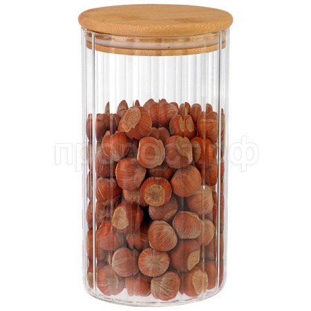 Банка д/сыпуч. прод. 1,3л AROMA RIVIERA стеклянная с крышкой из бамбука 108281 /12шт/Leonord