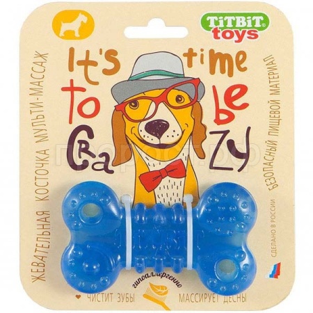 Игрушка для собак Жевательная косточка 10см голубая/000748/