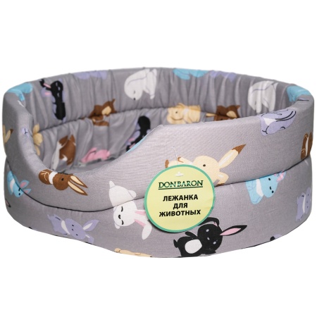 Лежанка овальная стеганая поролоновая хлопок ЗОО МИКС 42*34*18см/DONBARON Лежанка овальная стеганая поролоновая хлопок ЗОО МИКС 42*34*18см/DONBARON