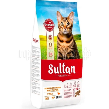 Кошки Султан Премиум для всех пород утка 10кг/6353 Кошки Султан Премиум для всех пород утка 10кг/6353