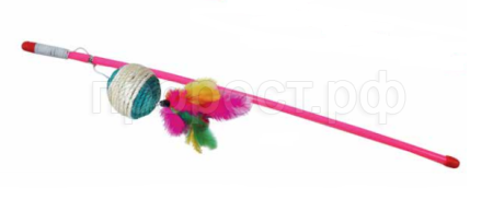 Игрушка для кошек Дразнилка удочка Бочонок с хвостиком 46см К2113 Игрушка для кошек Дразнилка удочка Бочонок с хвостиком 46см К2113