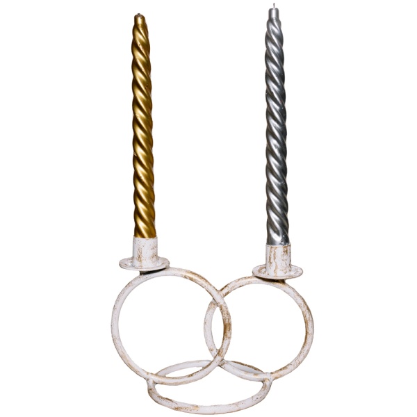 ДЕКОР Подсвечник Кольцо 2 свечи бел золото РЗДИ/1шт