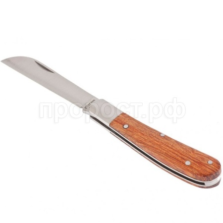 Нож садовый складной прямое лезвие 173мм деревянная рукоятка /PALISAD