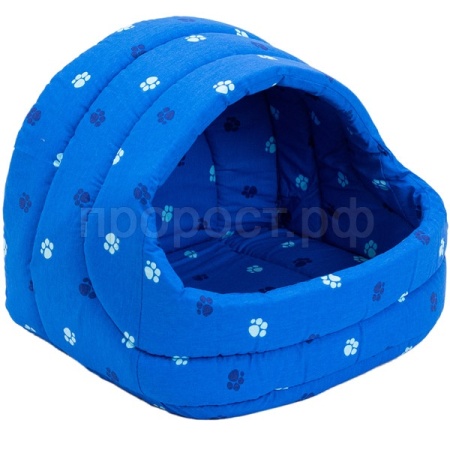 Лежанка-Домик ЛУКОШКО мягкий хлопок поролон синий 54*48*44см/9753син Лежанка-Домик ЛУКОШКО мягкий хлопок поролон синий 54*48*44см/9753син