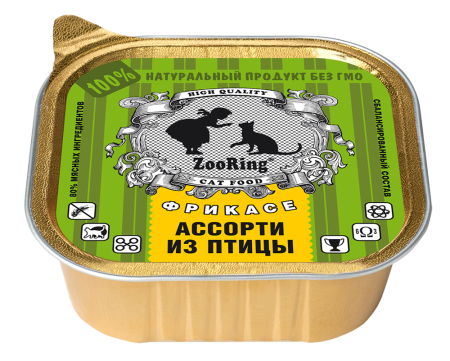 Корм для кошек ZooRing паштет Ассорти из птицы ж/б 100г