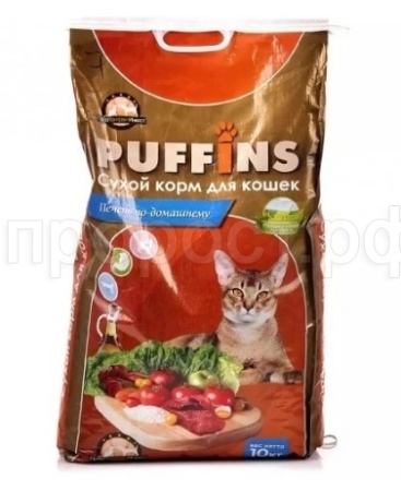 Корм для кошек Пуффинс 10кг печень по-домашнему