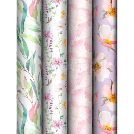 Упаковочная бумага 70*100см "Bouquet" 80г/м2 глянц. ассорти 4 дизайна MESHU /372633/Рельеф Упаковочная бумага 70*100см "Bouquet" 80г/м2 глянц. ассорти 4 дизайна MESHU /372633/Рельеф