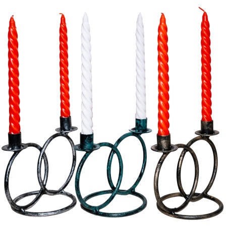 ДЕКОР Подсвечник Кольцо 2 свечи антик зеленый РЗДИ/1шт