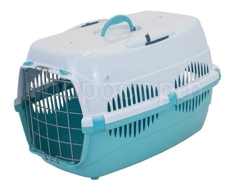 Переноска Спутник №3 ZooM с металлической дверцей бирюз/бел до 15кг 58*41*33см/4292/Дарэлл у