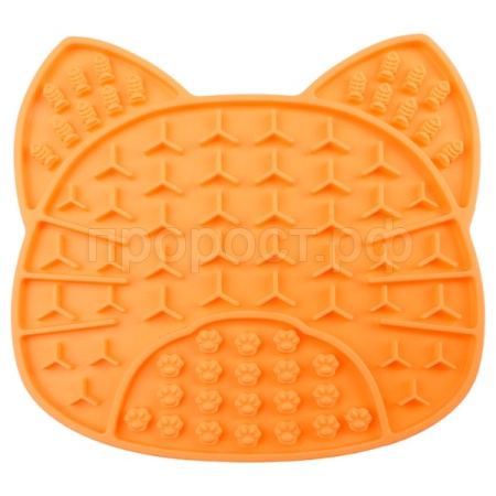Коврик лизательный д/животных силикон Кот оранжевый 18*16,5*8см/30241017/Триол