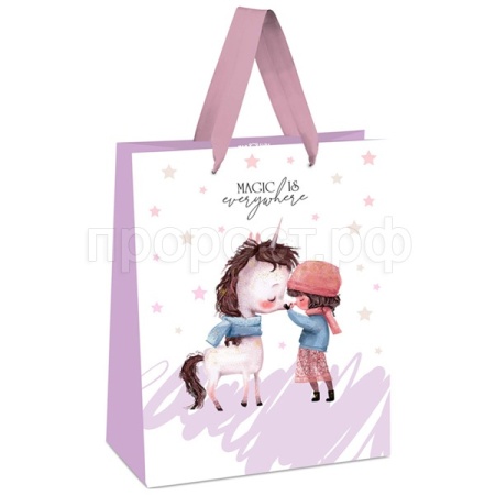 Пакет подарочный 11*14*6,5см "Magic is everywhere" отд. фольгой белый крафт MESHU /Рельеф Пакет подарочный 11*14*6,5см "Magic is everywhere" отд. фольгой белый крафт MESHU /Рельеф