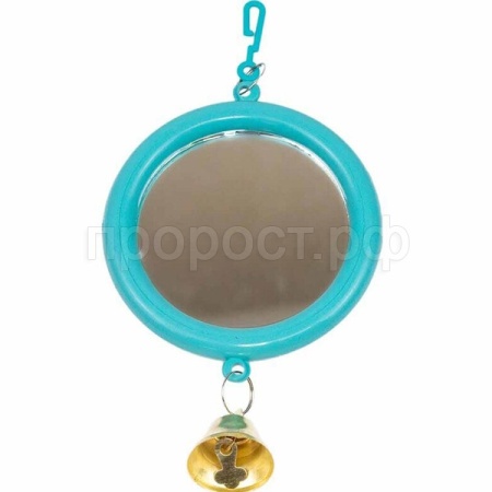 Игрушка д/птиц Zoo-M Зеркало большое с колокольчиком блистер бирюзовое/5014/Дарэлл Игрушка д/птиц Zoo-M Зеркало большое с колокольчиком блистер бирюзовое/5014/Дарэлл