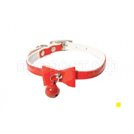 Ошейник синтетик 10мм двойной прошитый с бантом и бубенчиком красный 30см/00210107-02 Ошейник синтетик 10мм двойной прошитый с бантом и бубенчиком красный 30см/00210107-02