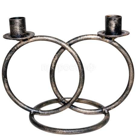 ДЕКОР Подсвечник Кольцо 2 свечи антик золото РЗДИ/1шт