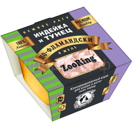 Кошки ZooRing рагу желе индейка/тунец по-фламандски д/кошек и котят ж/б 75гр/12шт/521695 Кошки ZooRing рагу желе индейка/тунец по-фламандски д/кошек и котят ж/б 75гр/12шт/521695