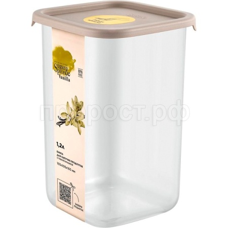Емкость д/сыпуч. 1,2л Sugar&Spice квадрат. латте с гибкой крышкой SE1685