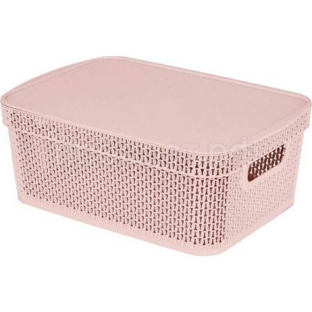 Корзина д/хранения Ajur 11л c крышкой прямоуг. бежевый топаз KL4115 /14шт/ПР