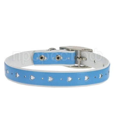 Ошейник синтетик 12мм двойной Сердечко голубой 20-24см/00210113-16 Ошейник синтетик 12мм двойной Сердечко голубой 20-24см/00210113-16